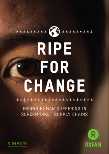 Framsida till Oxfam-rapporten "Ripe For Change".