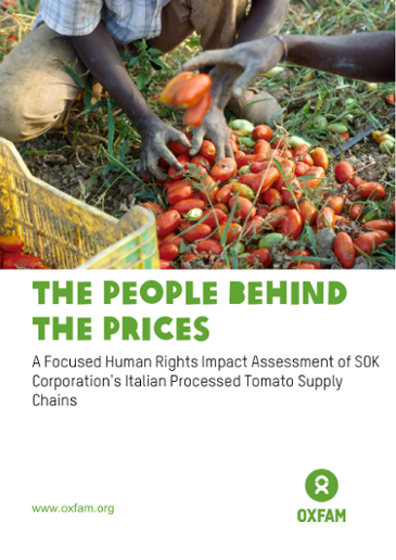 Framsida till Oxfam-rapporten "The People Behind The Prices".